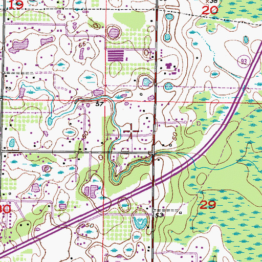 Topographic Map of Vander Creek, FL