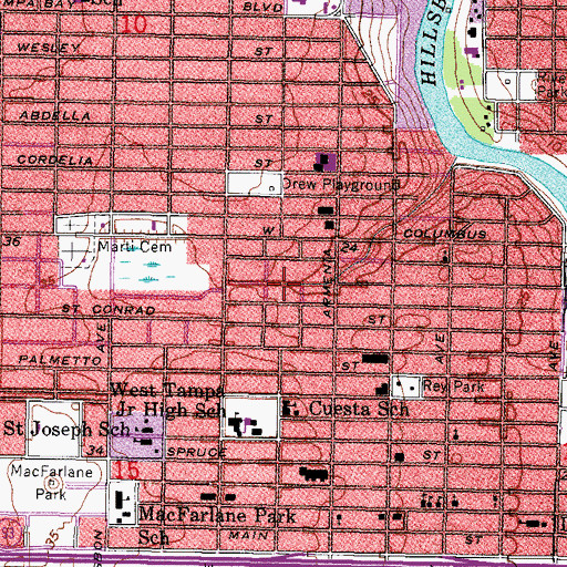 Topographic Map of Villa Saint Louis, FL