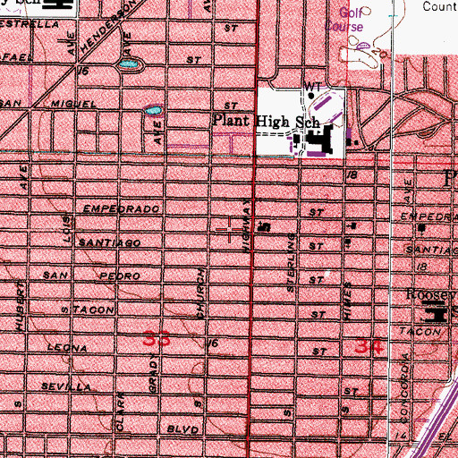 Topographic Map of Virginia Park, FL