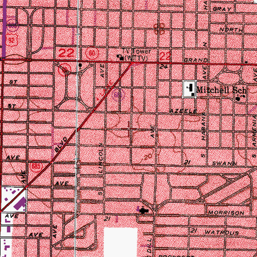 Topographic Map of Vultee, FL