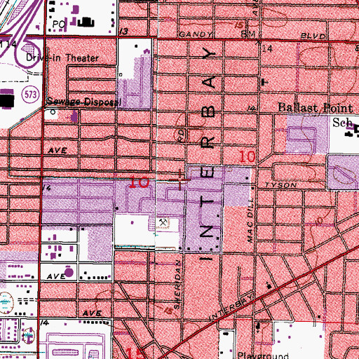 Topographic Map of Wades Half Acres, FL