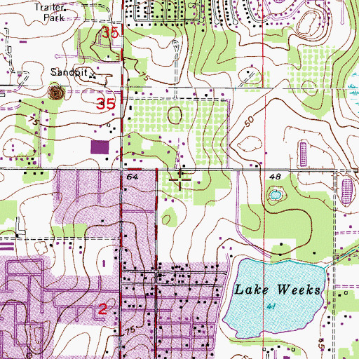 Topographic Map of Waldrop Estates, FL