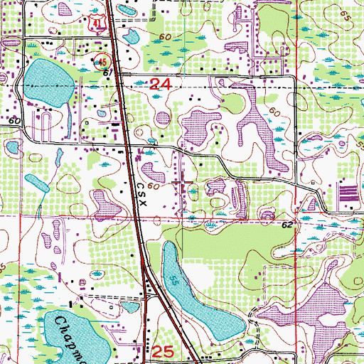 Topographic Map of Walkers Ranch Estates, FL