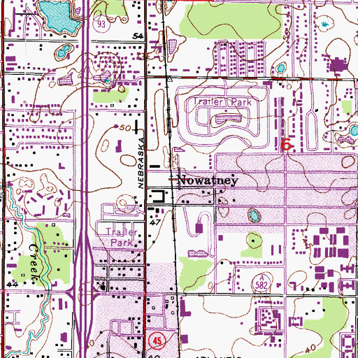 Topographic Map of Wanakah, FL