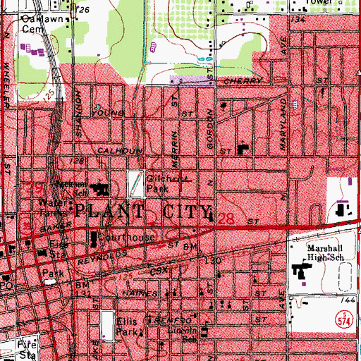 Topographic Map of Washington Park, FL