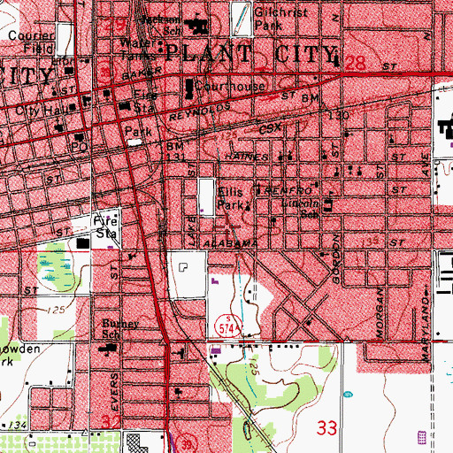 Topographic Map of Water Oak, FL