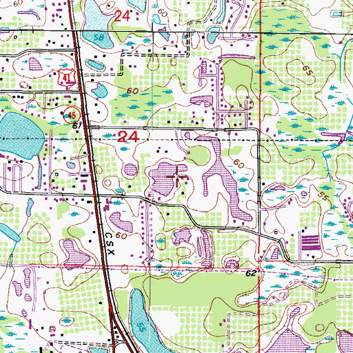 Topographic Map of Waterbridge, FL