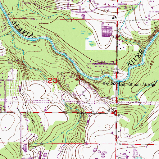 Topographic Map of Waterford on the Alafia, FL