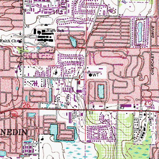 Topographic Map of Dunedin Post Office, FL