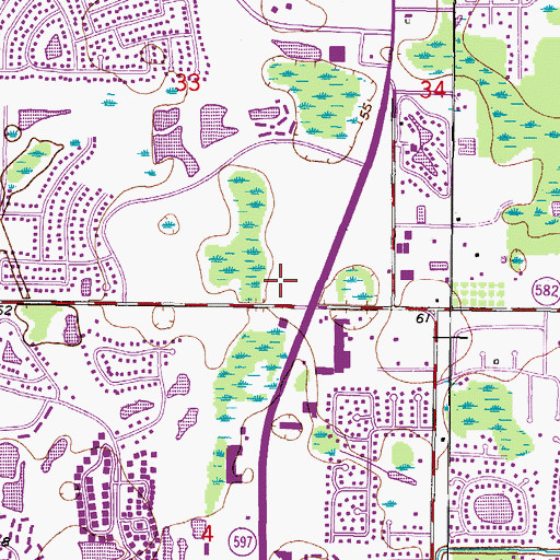 Topographic Map of Ehrlich Post Office, FL