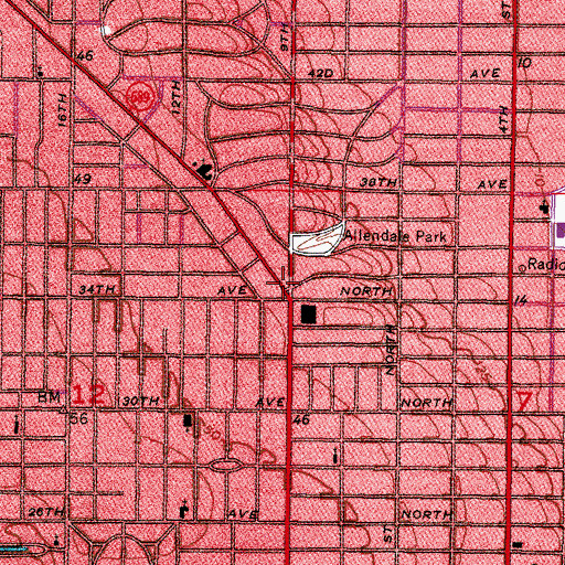 Topographic Map of Euclid Post Office, FL