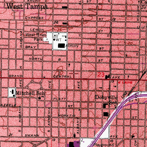 Topographic Map of Hyde Park Carrier Annex Post Office, FL