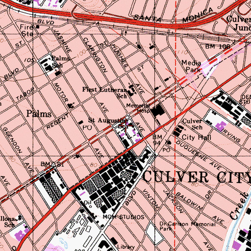 Topographic Map of Saint Augustine School, CA