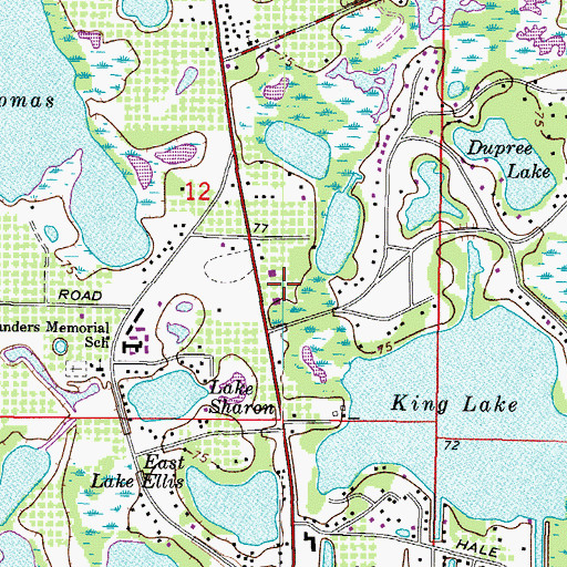 Topographic Map of Land O' Lakes Post Office, FL
