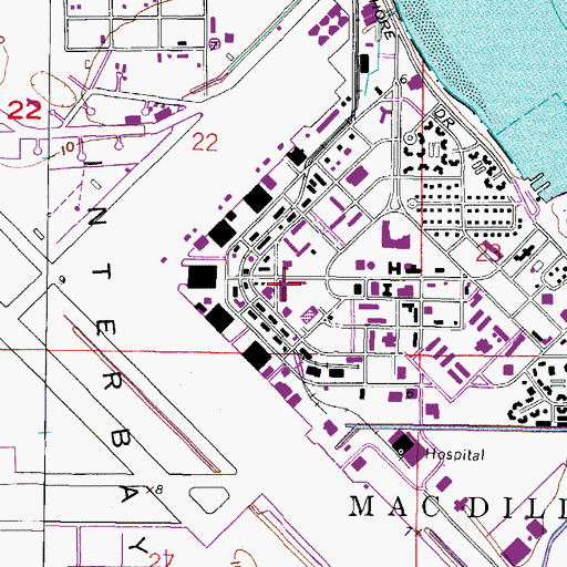 Topographic Map of MacDill Air Force Base Post Office, FL