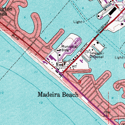 Topographic Map of Madeira Beach Post Office, FL