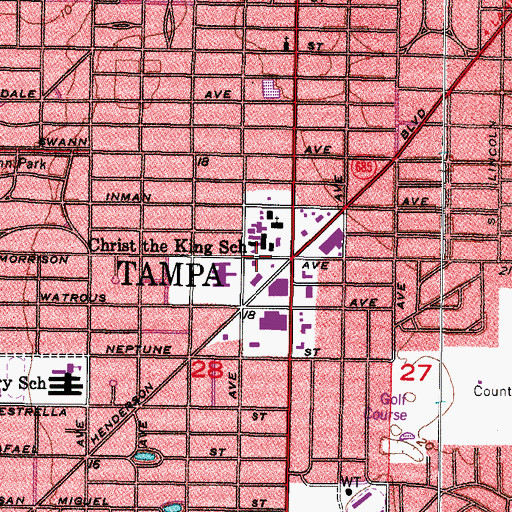 Topographic Map of Peninsula Tampa Post Office, FL