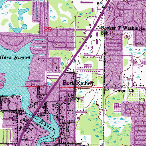 Topographic Map of Port Richey Post Office, FL