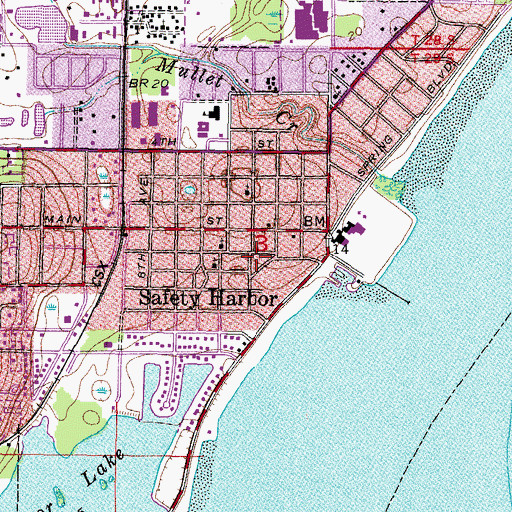 Topographic Map of Safety Harbor Post Office, FL