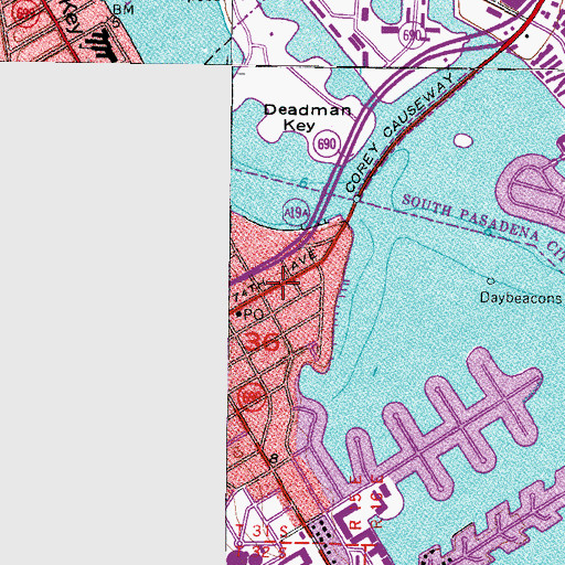 Topographic Map of Saint Petersburg Beach Post Office, FL