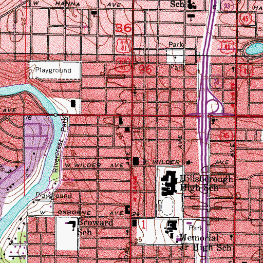 Topographic Map of Seminole Heights Post Office, FL