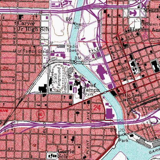 Topographic Map of University of Tampa Branch Post Office, FL