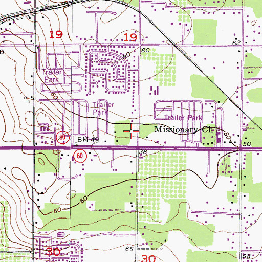 Topographic Map of Valrico Post Office, FL