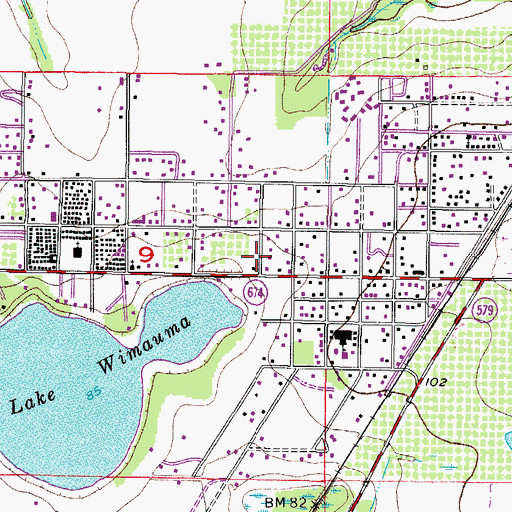 Topographic Map of Wimauma Post Office, FL