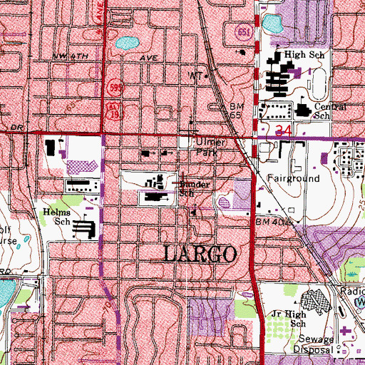 Topographic Map of Boley Juvenile Justice School, FL