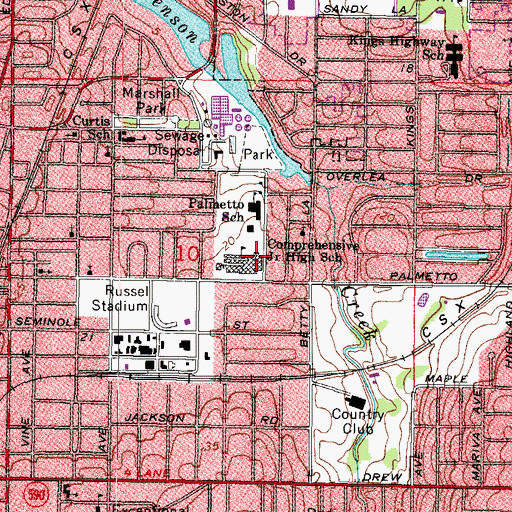 Topographic Map of Clearwater Intermediate School, FL