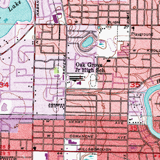 Topographic Map of Oak Grove Elementary School, FL