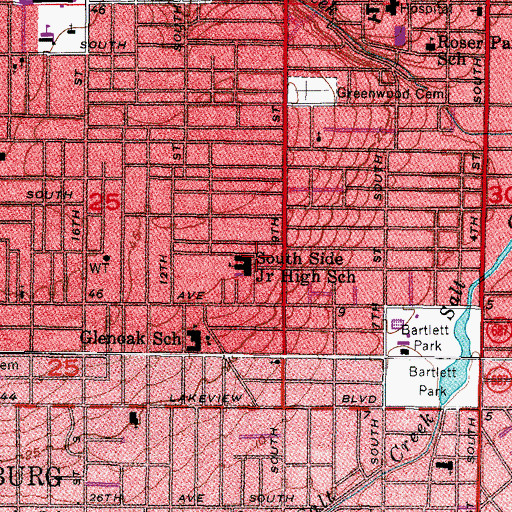 Topographic Map of Southside Fundamental Middle School, FL