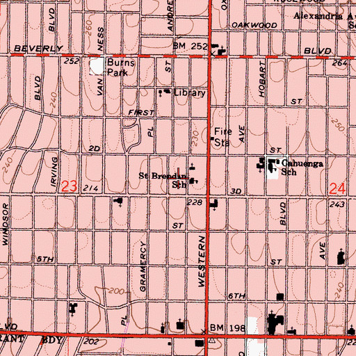 Topographic Map of Saint Brendan School, CA