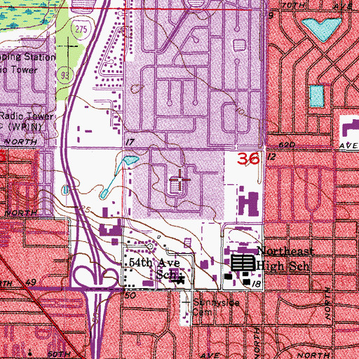 Topographic Map of Tyrone Middle School, FL