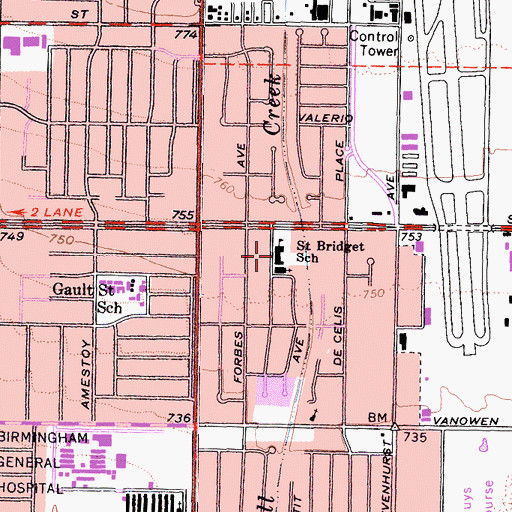 Topographic Map of Saint Bridget of Sweden School, CA