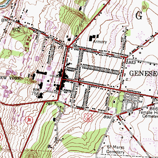 Topographic Map of Central Presbyterian Church, NY