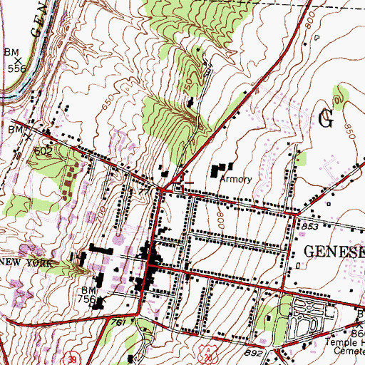 Topographic Map of Saint Mary's Roman Catholic Church, NY
