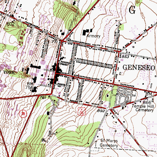 Topographic Map of Livingston County Historical Society Museum, NY
