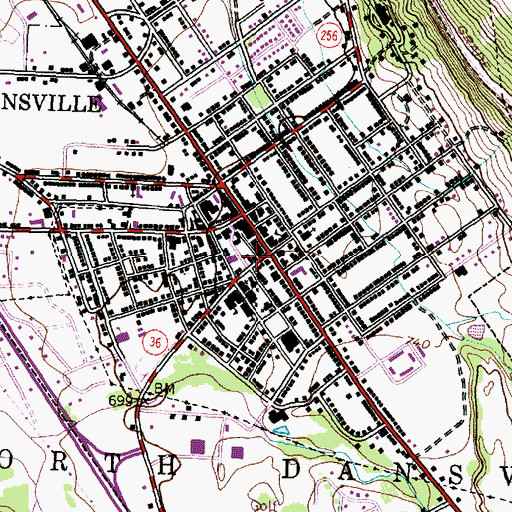Topographic Map of Dansville City Hall, NY