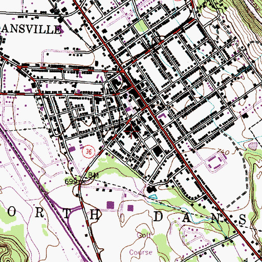 Topographic Map of Dansville Middle School, NY