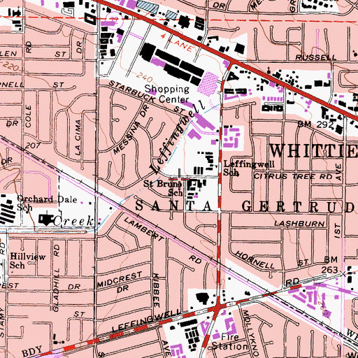 Topographic Map of Saint Bruno School, CA