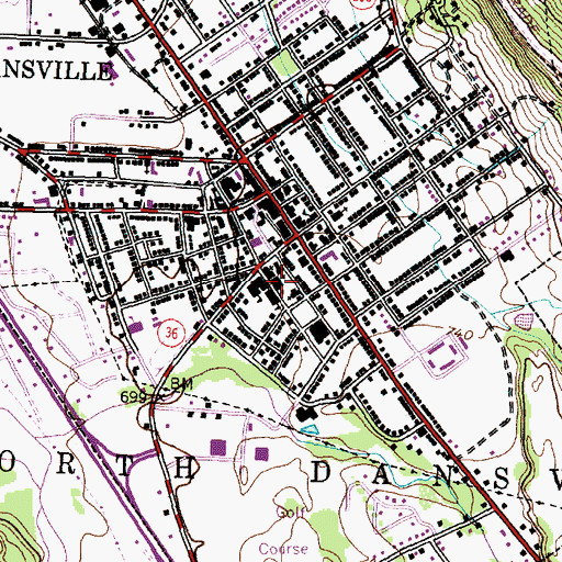 Topographic Map of Dansville Presbyterian Church, NY
