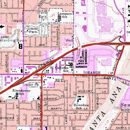 Topographic Map of Saint Callistus School, CA