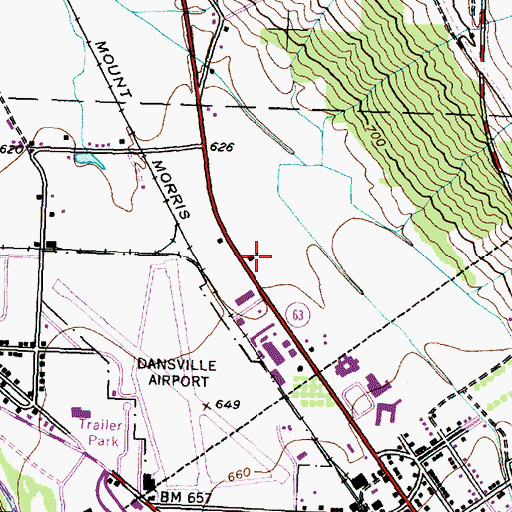 Topographic Map of Dansville Revival Tabernacle, NY