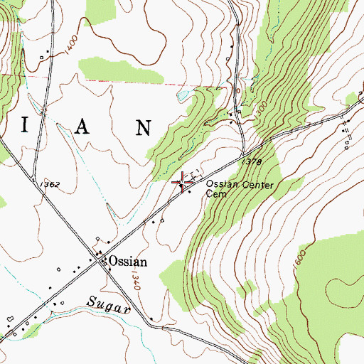 Topographic Map of Ossian Hill Presbyterian Church, NY