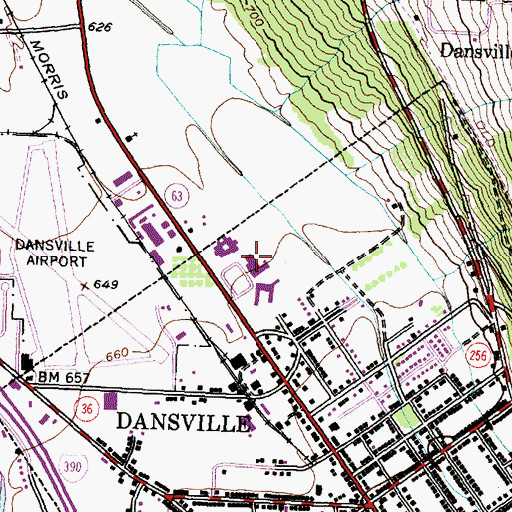 Topographic Map of Dansville Senior High School, NY