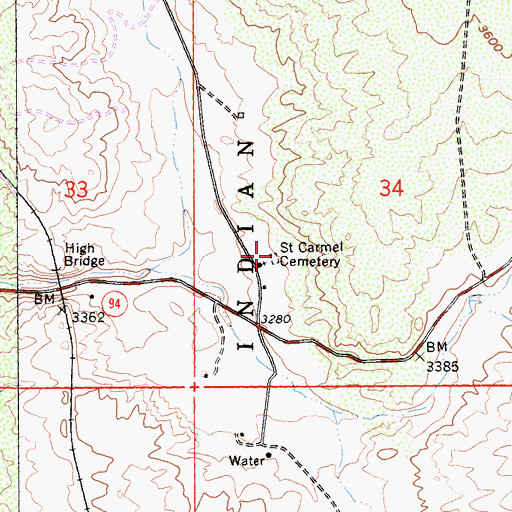 Topographic Map of Saint Carmel Cemetery, CA