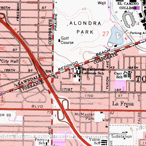Topographic Map of Saint Catherine Laboure School, CA