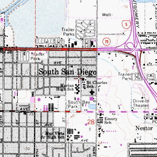 Topographic Map of Saint Charles School, CA