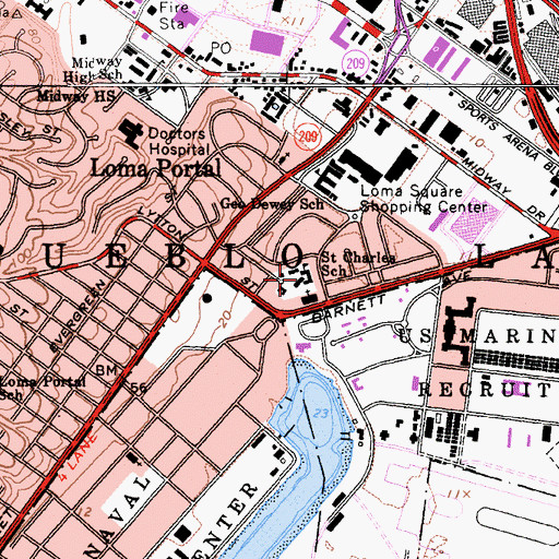Topographic Map of Saint Charles Borromeo Academy, CA